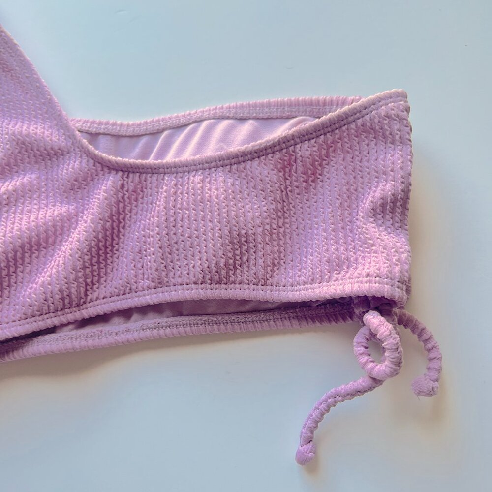 NWT Salt + Cove One Shoulder Side Shirred Bikini Top Dusty Lilac Size Small S - Picture 9 of 10